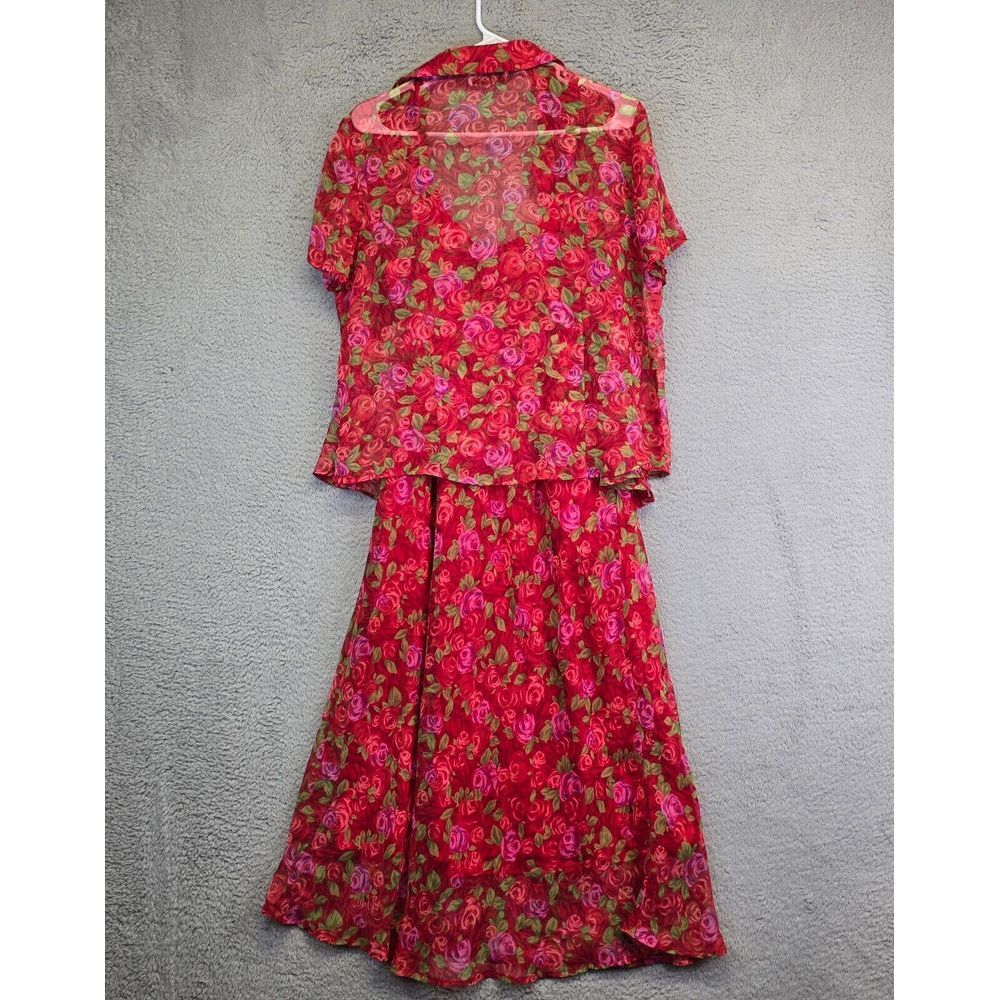 Miss Dorby Dress Suit Womens S/M Rose Babydoll Lined‎ Dress Chiffon Cottagecore